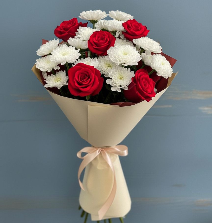 Букет цветов из: Розы и Хризантемы в Богородское