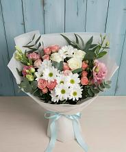 Букет цветов из:  Розы, Лизиантусы и Хризантемы в Богородское