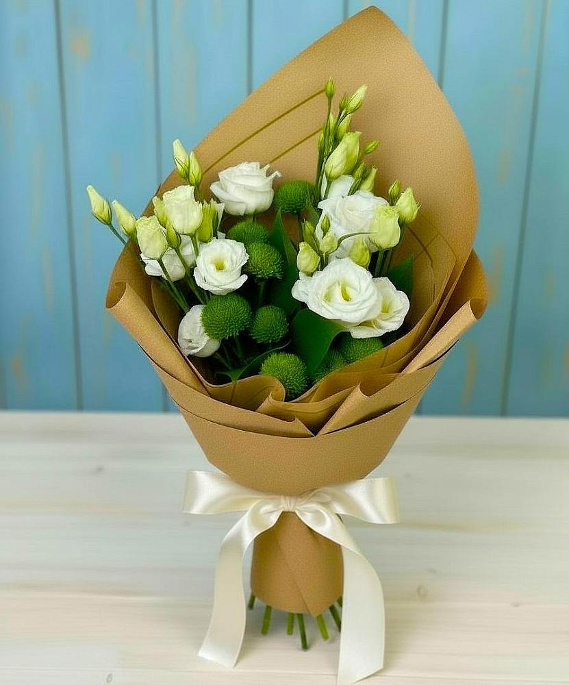 Букет цветов из: Хризантемы и Лизиантусы в Богородское