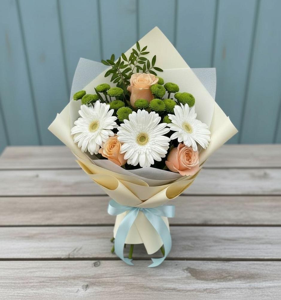 Букет цветов из: Герберы, Розы и Хризантемы в Богородское