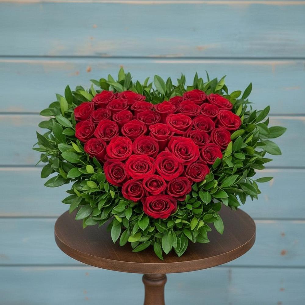 Цветочная композиция из Розы в виде сердца в Богородское