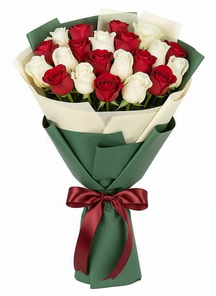 Букет Микс из красных и белых роз в Богородское