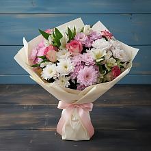 Букет цветов из:  Хризантемы, Альстромерии и Розы в Богородское