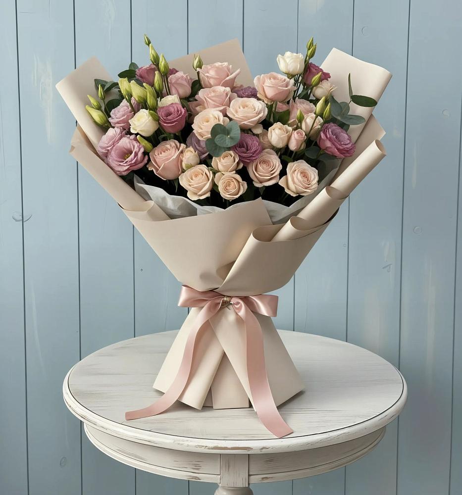 Букет цветов из: Розы и Лизиантусы в Богородское