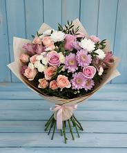 Букет цветов из:  Хризантемы, Розы и Альстромерии в Богородское