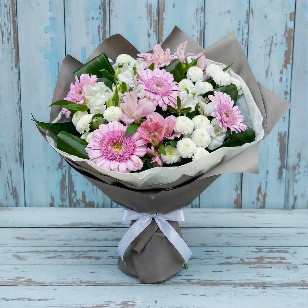 Букет цветов из: Герберы, Альстромерии и Хризантемы в Богородское