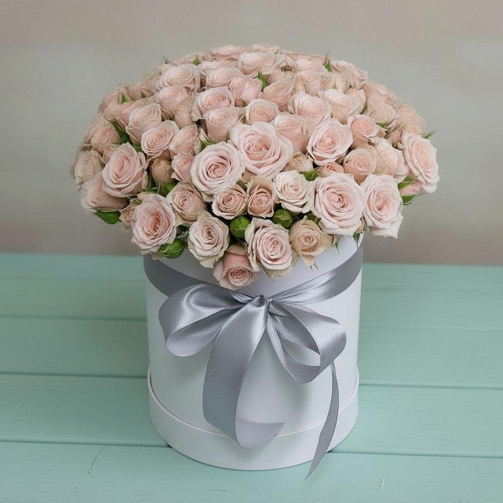 Цветочная композиция из Розы в шляпной коробке в Богородское